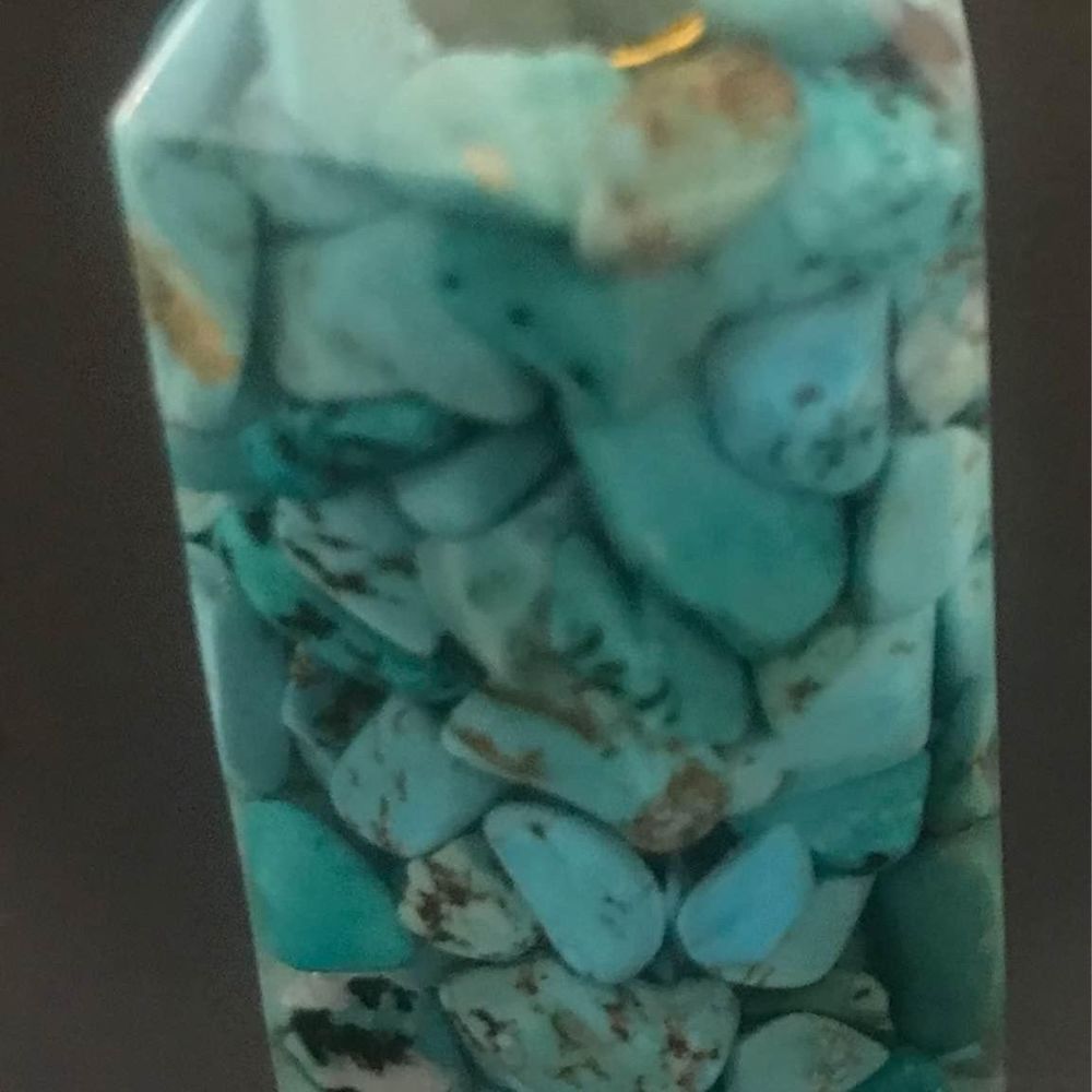 Resin point filled with turquoise chips 2 inches tall